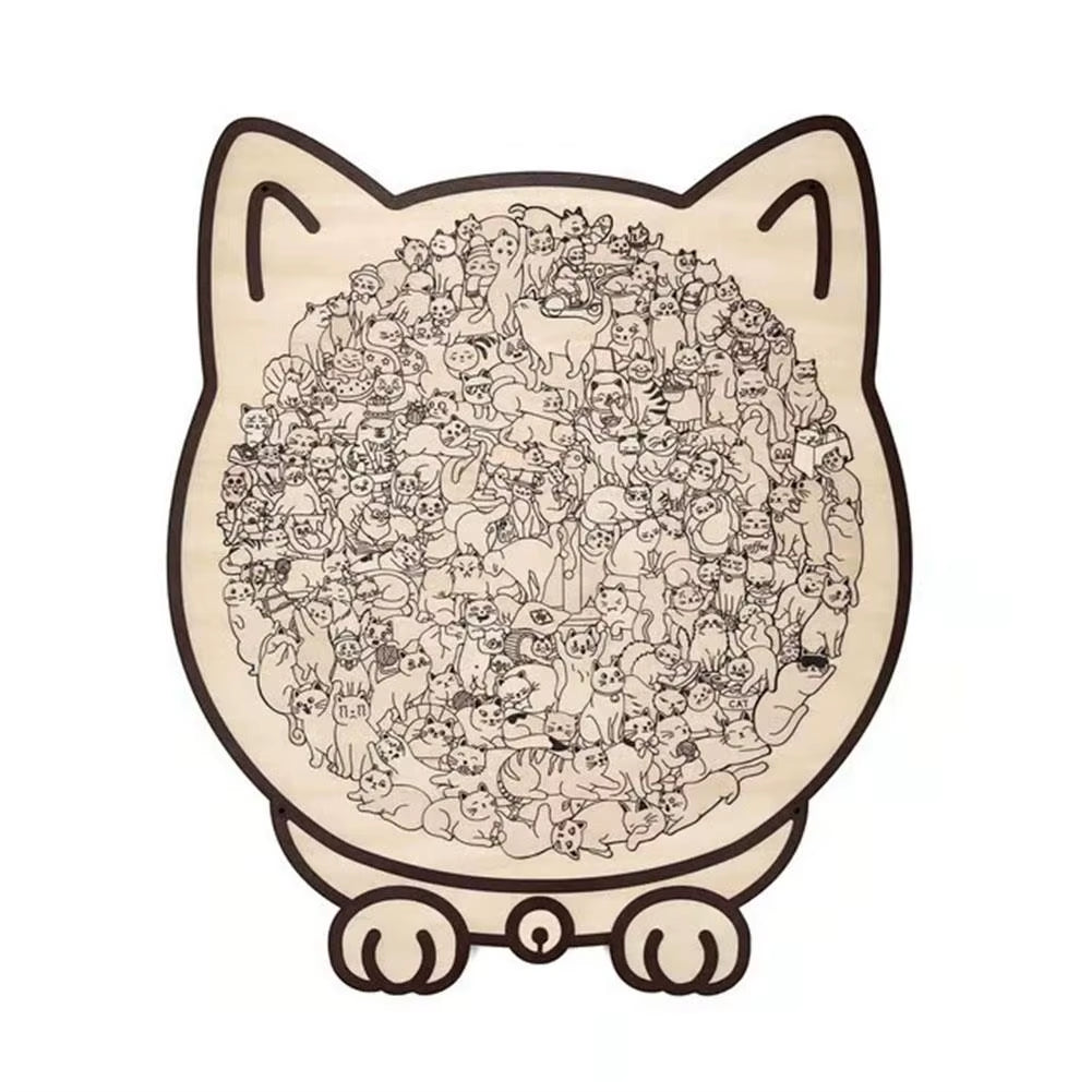 135Pcs Cat-Shaped Wooden Puzzle - Perfect Stress Relief Gift for Cat Lovers & Puzzle Collectors!