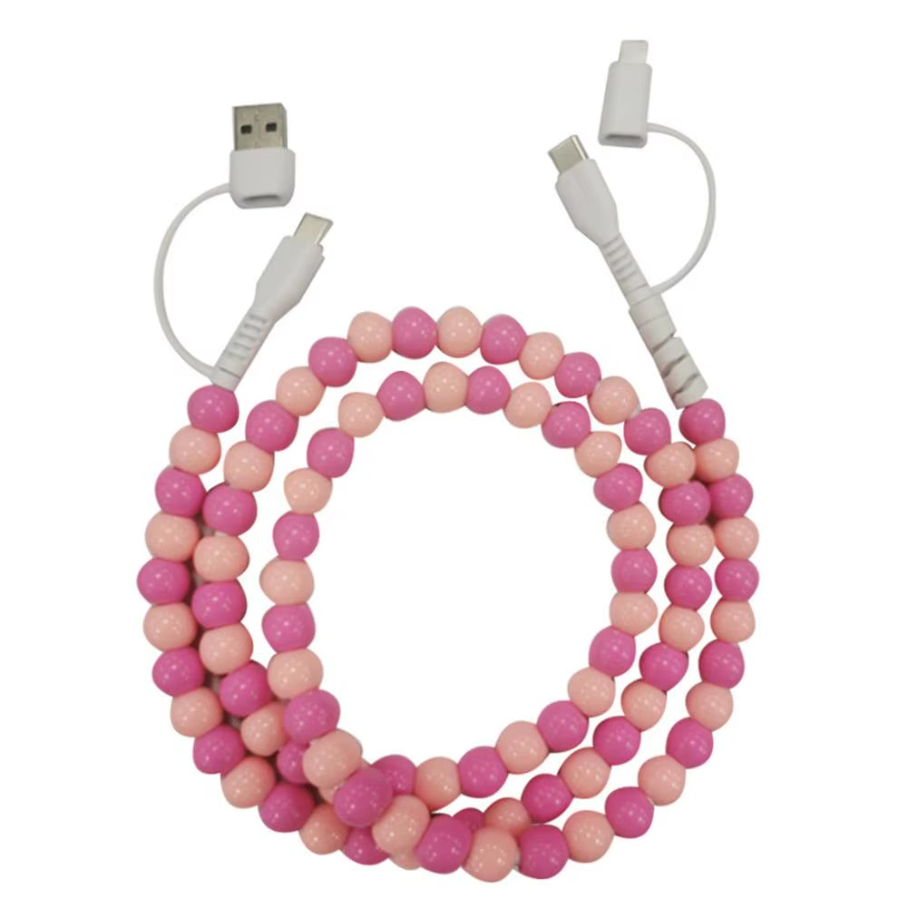 4-in-1 High-Speed Beaded Charging Cable for iPhone - 60W PD3.0 Fast Charging & Data Sync