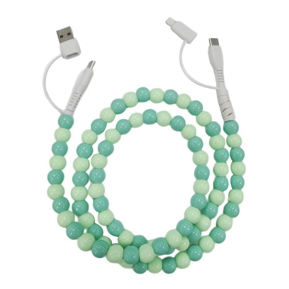 4-in-1 High-Speed Beaded Charging Cable for iPhone - 60W PD3.0 Fast Charging & Data Sync