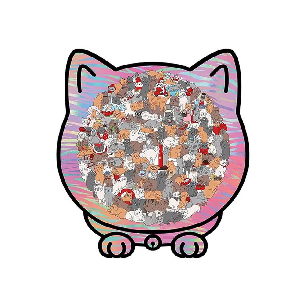 135Pcs Cat-Shaped Wooden Puzzle - Perfect Stress Relief Gift for Cat Lovers & Puzzle Collectors!