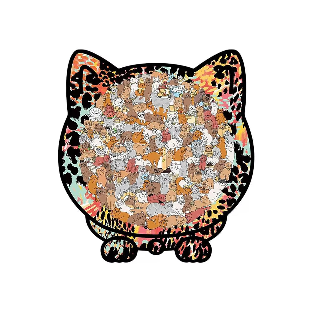 135Pcs Cat-Shaped Wooden Puzzle - Perfect Stress Relief Gift for Cat Lovers & Puzzle Collectors!
