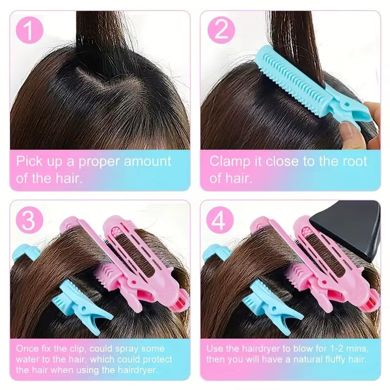 8 PCS Seamless Hair Styling Clips for Fluffy Bangs & Curls - Perfect for Effortless Volume!
