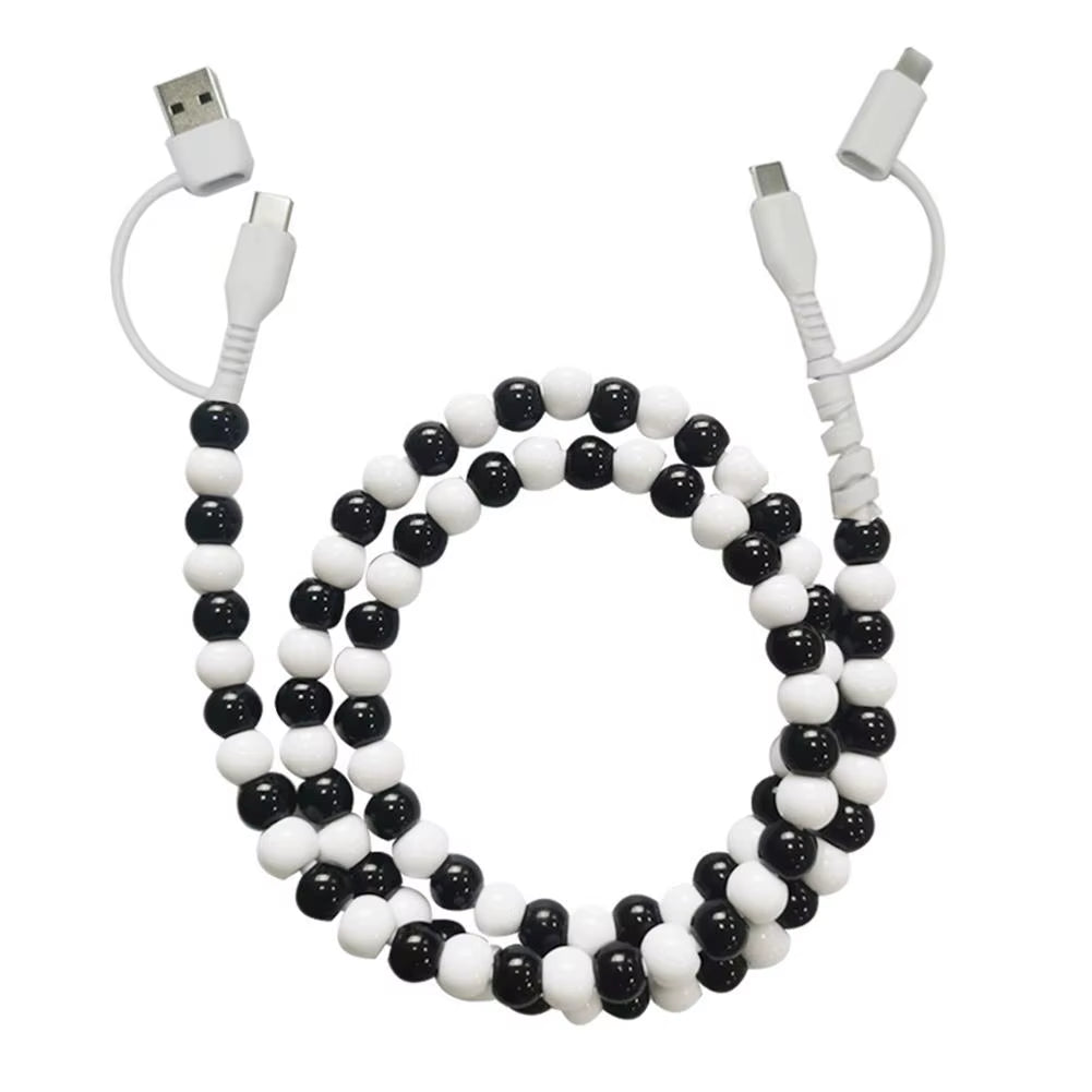 4-in-1 High-Speed Beaded Charging Cable for iPhone - 60W PD3.0 Fast Charging & Data Sync