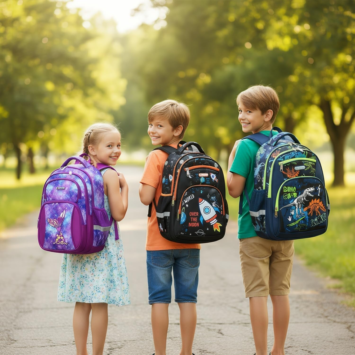 Backpack for Boys Girls School Bookbags,Kindergarten Elementary Middle School Lightweight Waterproof Multifunctional Large Capacity for Backpack (16 Inch Space Fun Prints)