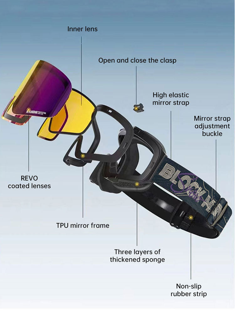 Cover Ski Glasses Winter Outdoor Sports Goggles Double Layer Anti Fog Single Double Plate Snow Goggles