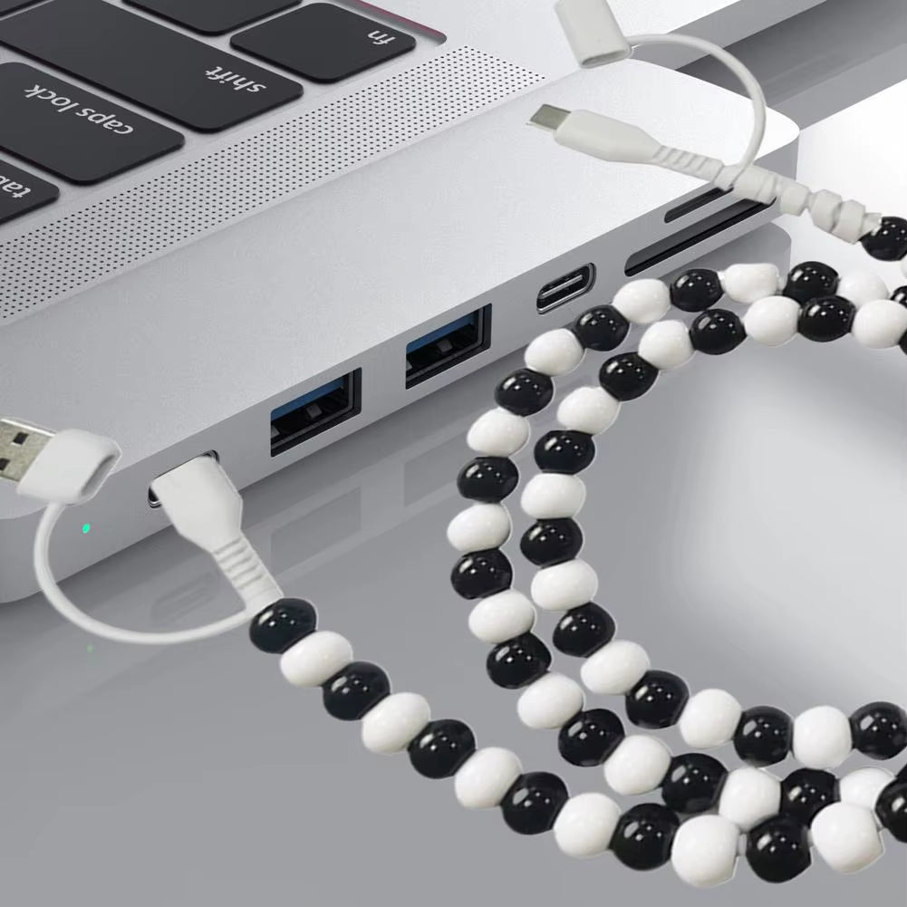 4-in-1 High-Speed Beaded Charging Cable for iPhone - 60W PD3.0 Fast Charging & Data Sync