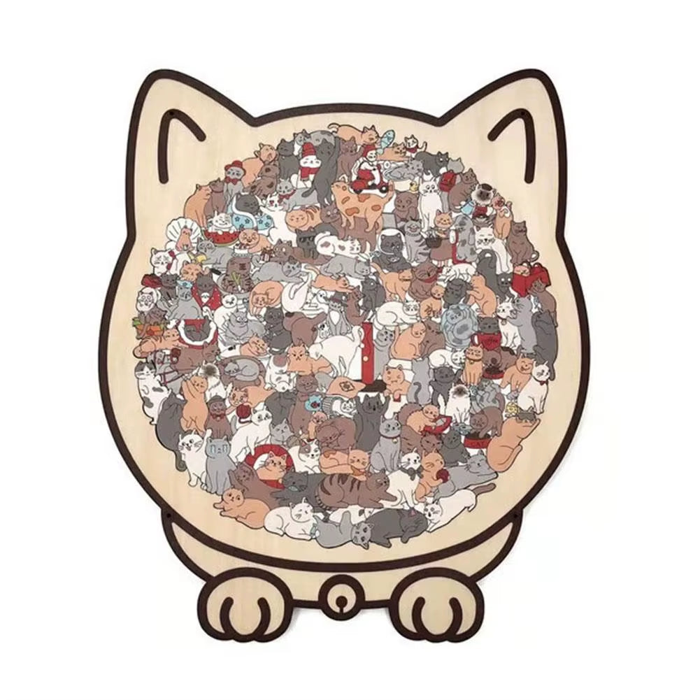 135Pcs Cat-Shaped Wooden Puzzle - Perfect Stress Relief Gift for Cat Lovers & Puzzle Collectors!