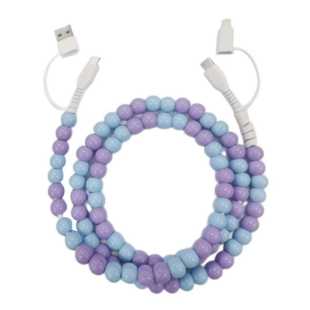 4-in-1 High-Speed Beaded Charging Cable for iPhone - 60W PD3.0 Fast Charging & Data Sync