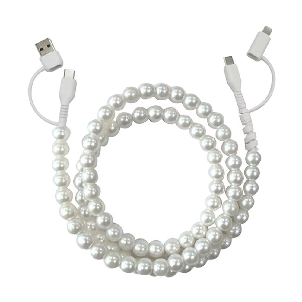 4-in-1 High-Speed Beaded Charging Cable for iPhone - 60W PD3.0 Fast Charging & Data Sync