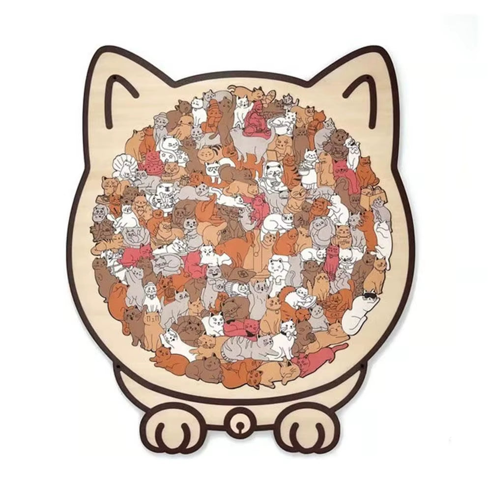 135Pcs Cat-Shaped Wooden Puzzle - Perfect Stress Relief Gift for Cat Lovers & Puzzle Collectors!